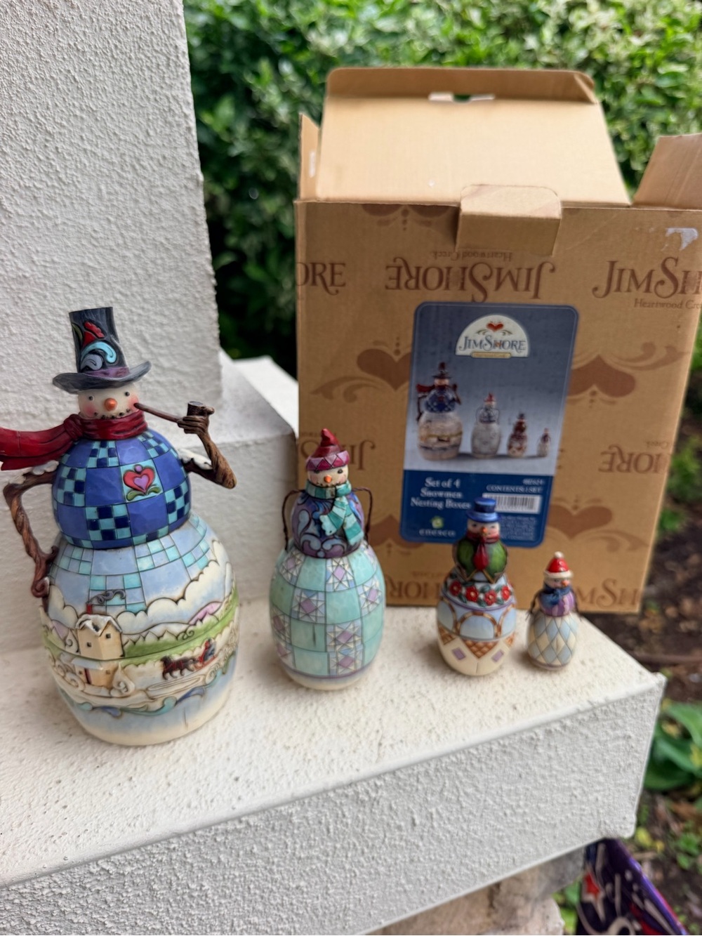 Jim Shore 4017624 Set of 4 Snowmen Nesting Boxes Heartwood Creek 2010 w Box - Picture 2 of 13